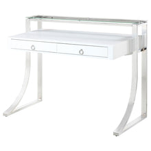Load image into Gallery viewer, Serrano - 2 Drawer Writing Desk With Polished And Tempered Glass Hutch - Glossy White
