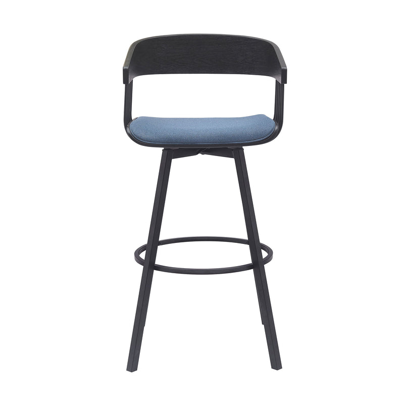Fabric With Metal Swivel Bar Height Bar Chair - Blue And Black