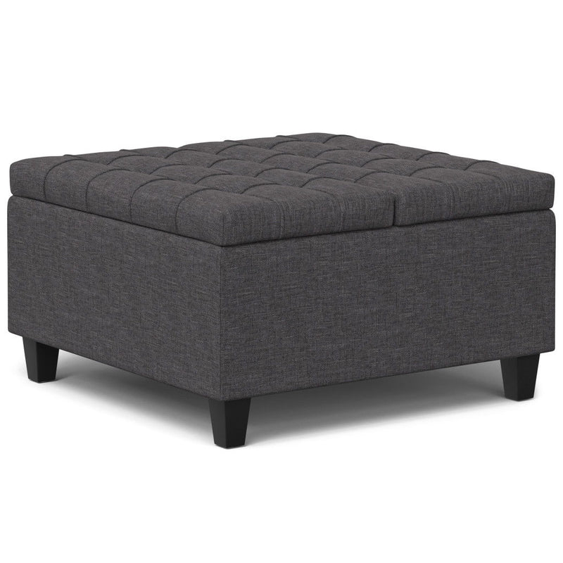 Fabric Cocktail Ottoman With Storage - Gray / Brown