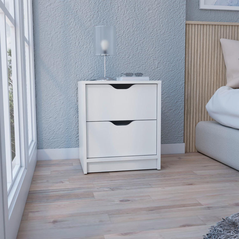 Wood Two Drawer Nightstand (518165) - White