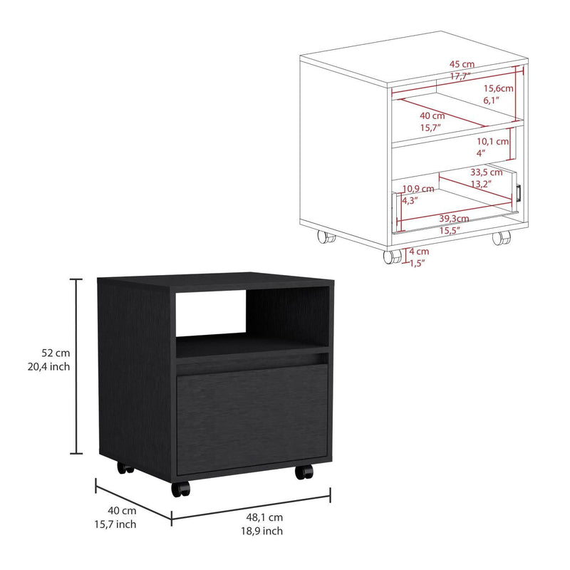 Wood One Drawer Nightstand (518158) - Black