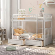 Load image into Gallery viewer, Twin over Twin Bunk Bed with Drawers, Convertible Beds, White(Old SKU: SM000240AAK-1)
