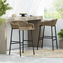 Load image into Gallery viewer, La Push - Outdoor Rope Barstool (Set of 2) - Black / Brown
