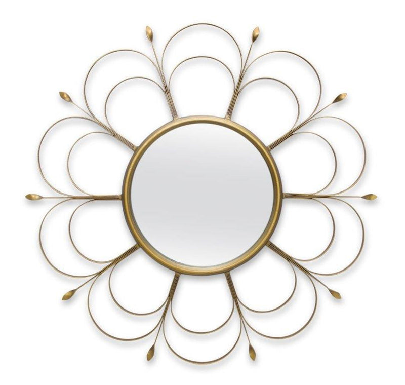 24" Flower Iron Framed Accent Mirror - Gold