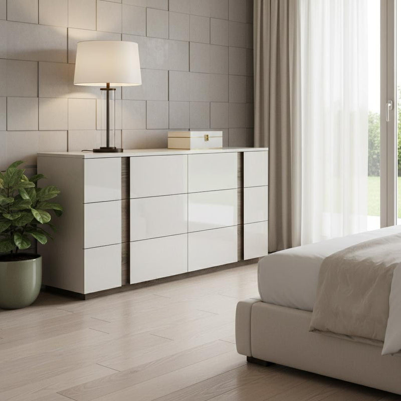 60" Wood 6 Drawer Double Dresser - Gray