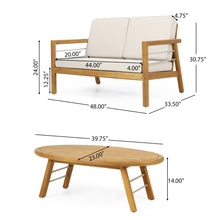 Load image into Gallery viewer, 2 Piece Seating Group with Cushions, Teak + Silver + Beige
