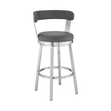 Load image into Gallery viewer, 26" Iron Swivel Backless Counter Height Bar Chair - Gray And Silver
