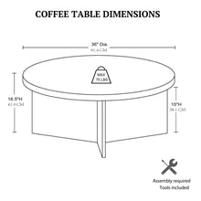 Load image into Gallery viewer, Round Coffee Table With Solid Veneer Top
