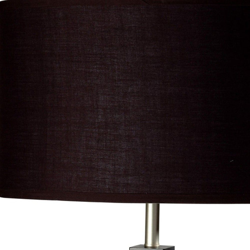 Polyresin Table Lamp With Brown Classic Drum Shade - Black
