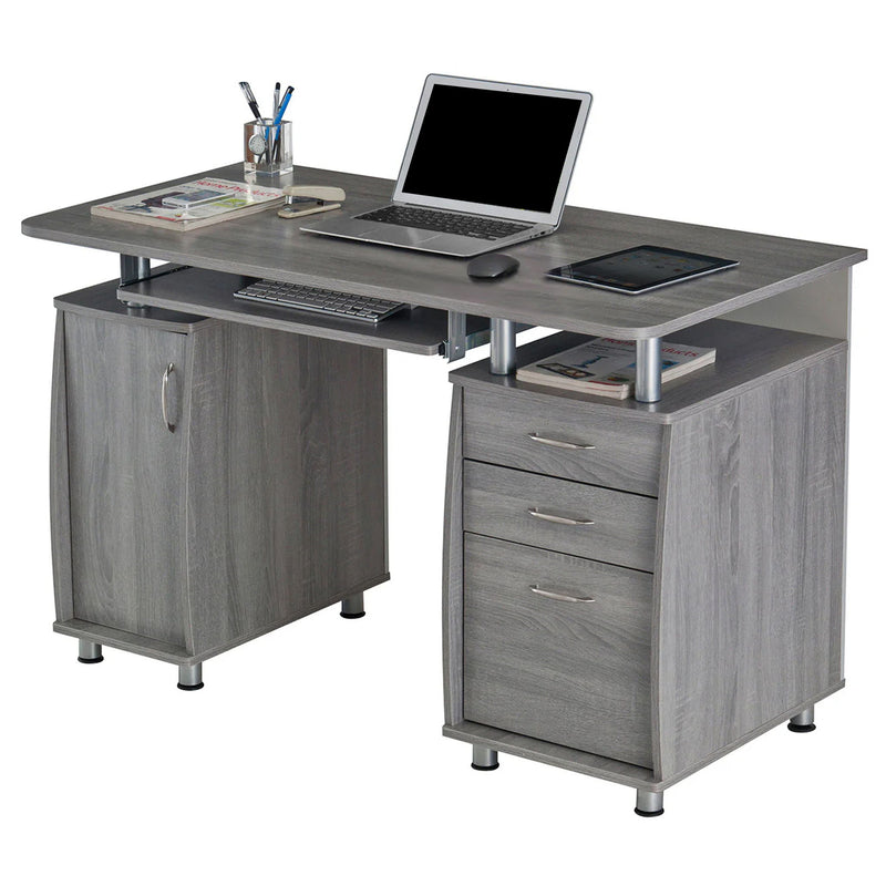 Pedestal Computer Desk With Three Drawers (723749) - Gray