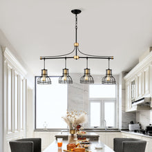 Load image into Gallery viewer, Dining Room Light Fixture / Chandelier Table, 40 -" Hanging For Farmhouse Linear Chandeliers, 5 Light Kitchen Island Lighting Ceiling Chandelier, With Metal Lampshade - Gold / Matte Black

