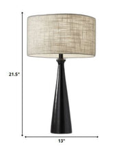Load image into Gallery viewer, Metal Geo Triangle Table Lamp With Beige Drum Shade - Black
