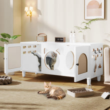 Load image into Gallery viewer, Furniture Style Cat Cabinet Cat Litter Box With Sisal Scratching Door - Cream White
