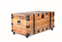Load image into Gallery viewer, Trunk Table With Four Wheel Large Capacity Storage Coffee Table - Natural / Black
