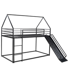 Load image into Gallery viewer, Twin over Twin House Bunk Bed with Ladder and Slide,Black
