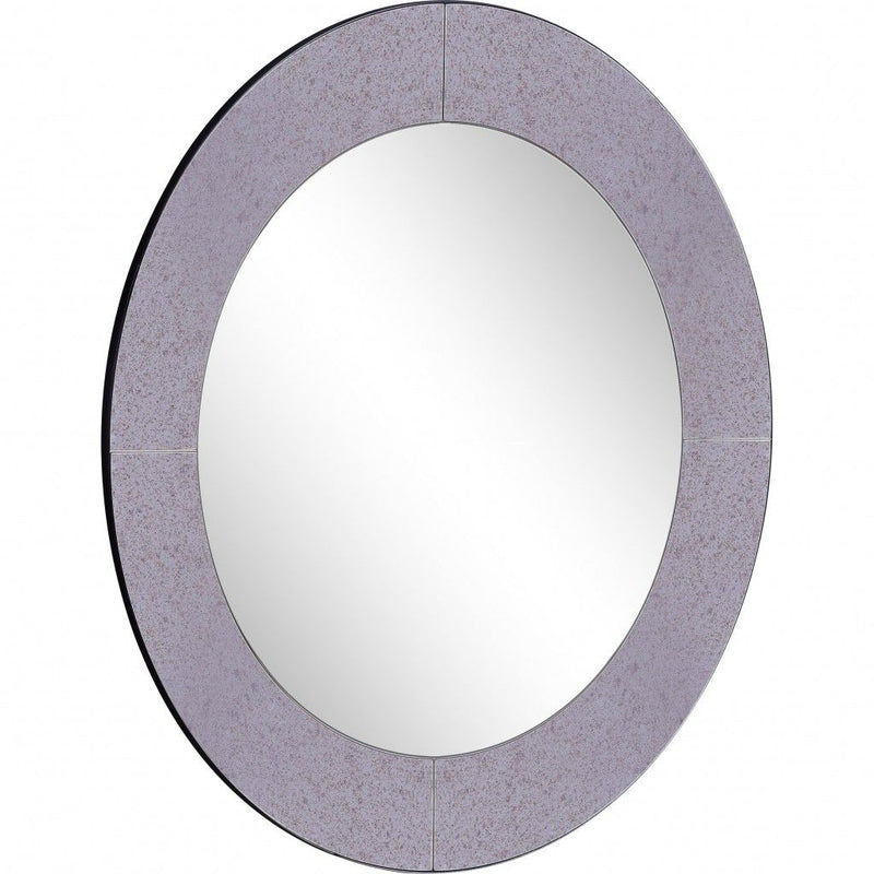 30" Round Glass Framed Accent Mirror - Gray