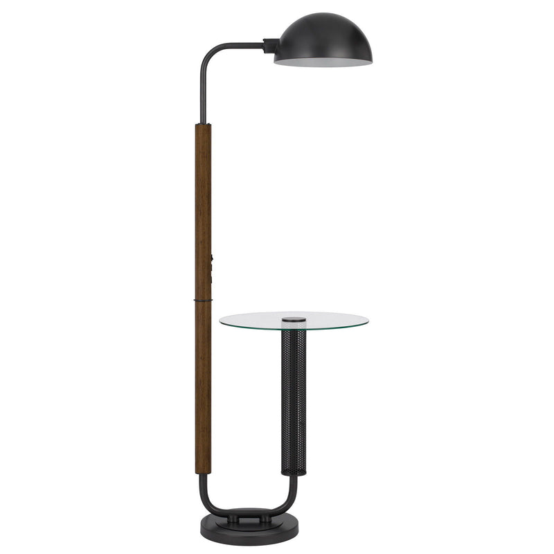 Tray Table Floor Lamp With Bronze Transparent Glass Dome Shade - Brown