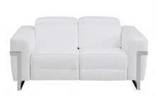 Load image into Gallery viewer, Italian Leather Power Reclining Loveseat - White / Silver
