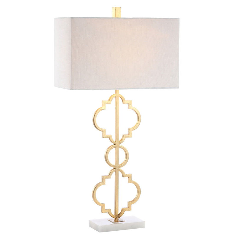 Geometric Table Lamp With Shade - Gold / White
