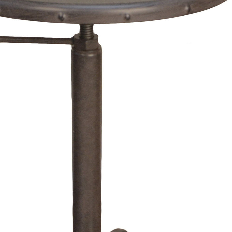 Iron Industrial Round End Table - Dark Gray