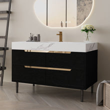 Load image into Gallery viewer, Bathroom Vanity With Undermount Sink, 4 Drawers Storage, Free Standing / Wall Mounted - Black / White
