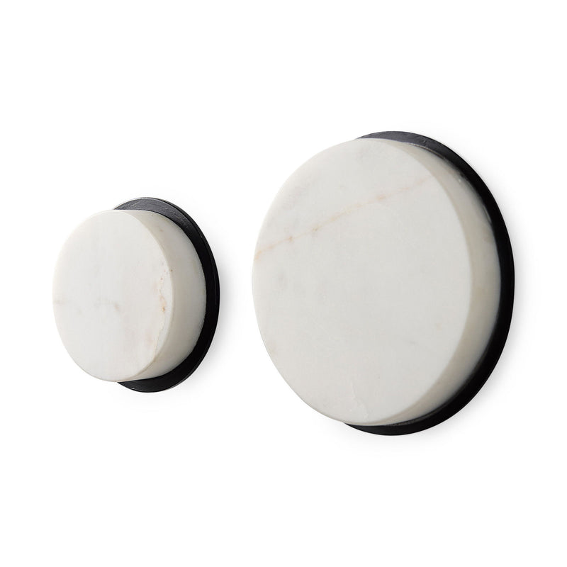 Marble Sphere Decorative Wall Sculpture (Set of 2) - White