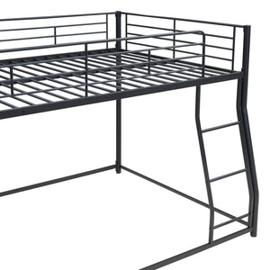 Metal Floor Bunk Bed, Full XL over Queen, Black