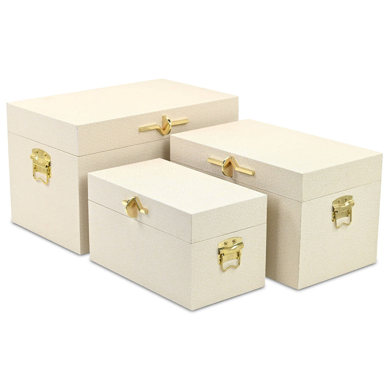 Hand Painted Decorative Box (Set of 3) - Cream