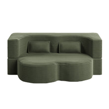 Load image into Gallery viewer, Convertible Plush Corduroy Foam-Filled Sleeper Sofa Bed With 2 Pillows
