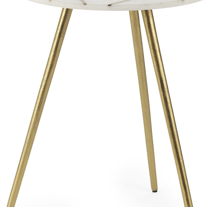 Stone And Metal Tray Table (605373) - White / Gold