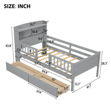 Load image into Gallery viewer, Platform Bed With LED Light, Multi Functional Headboard, Guardrail And 2 Drawers
