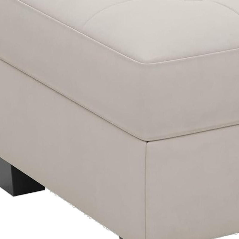26" Velvet Tufted Storage Ottoman - Beige / Black