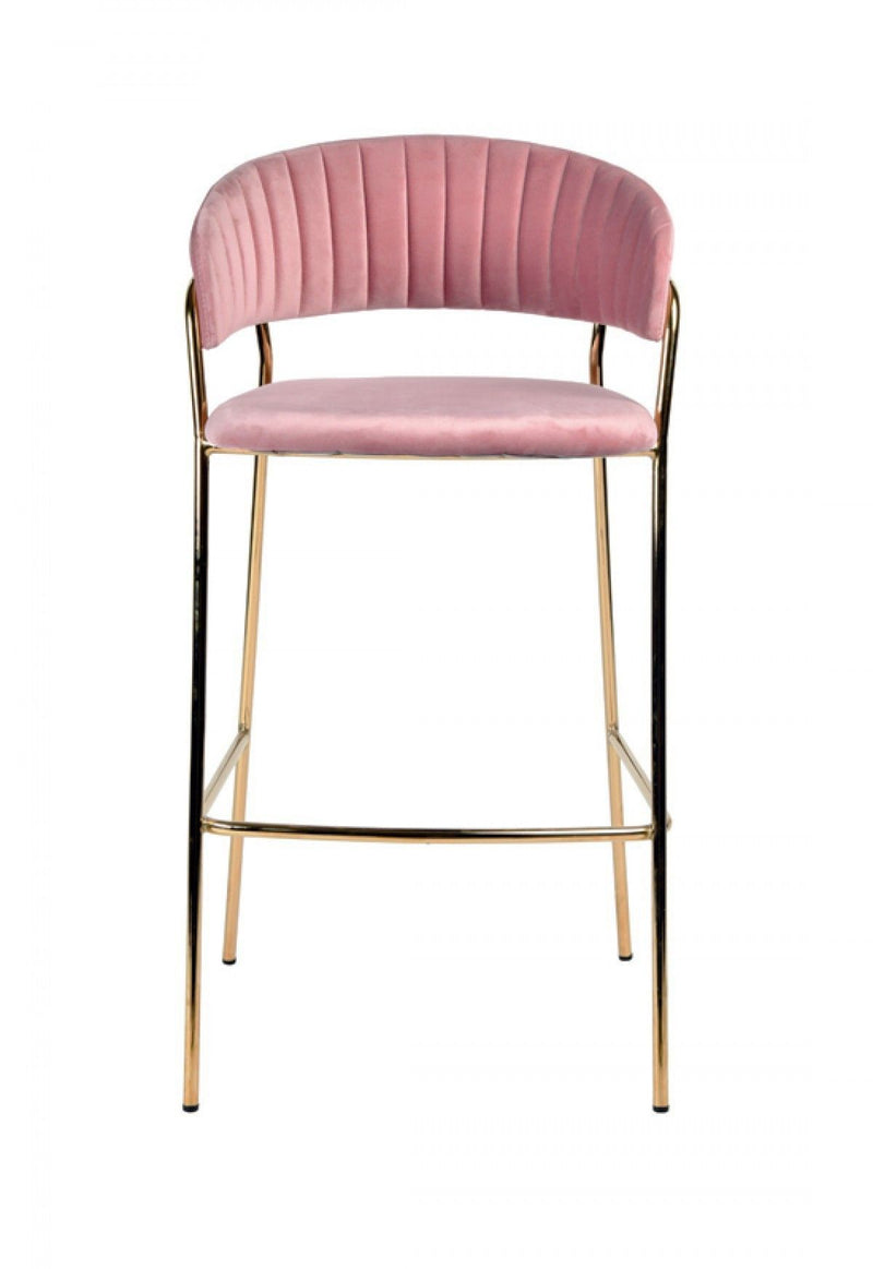 Steel Low Back Bar Height Bar Chairs (Set of 2) - Pink And Gold