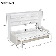 Load image into Gallery viewer, Murphy Cabinet Bed With Folding Sofa, Built In Storage Shelves And LED Light
