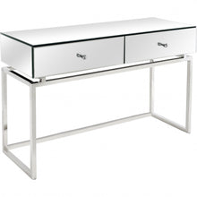 Load image into Gallery viewer, Mirrored Glass Frame Console Table And Drawers - Silver
