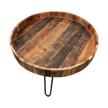 Load image into Gallery viewer, Solid Wood And Iron Round End Tables (Set of 2) - Black And Natural Brown
