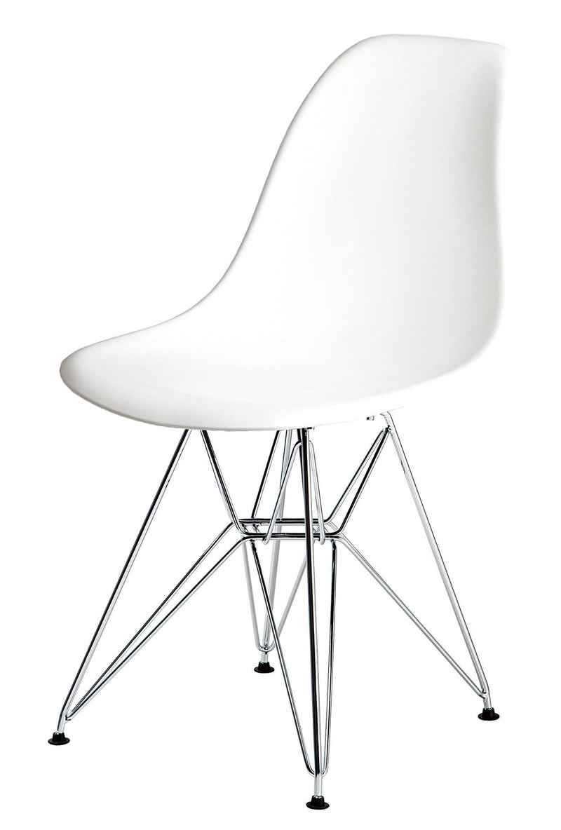 Heavy Duty Plastic Dining Side Chairs (Set of 2) - White / Silver