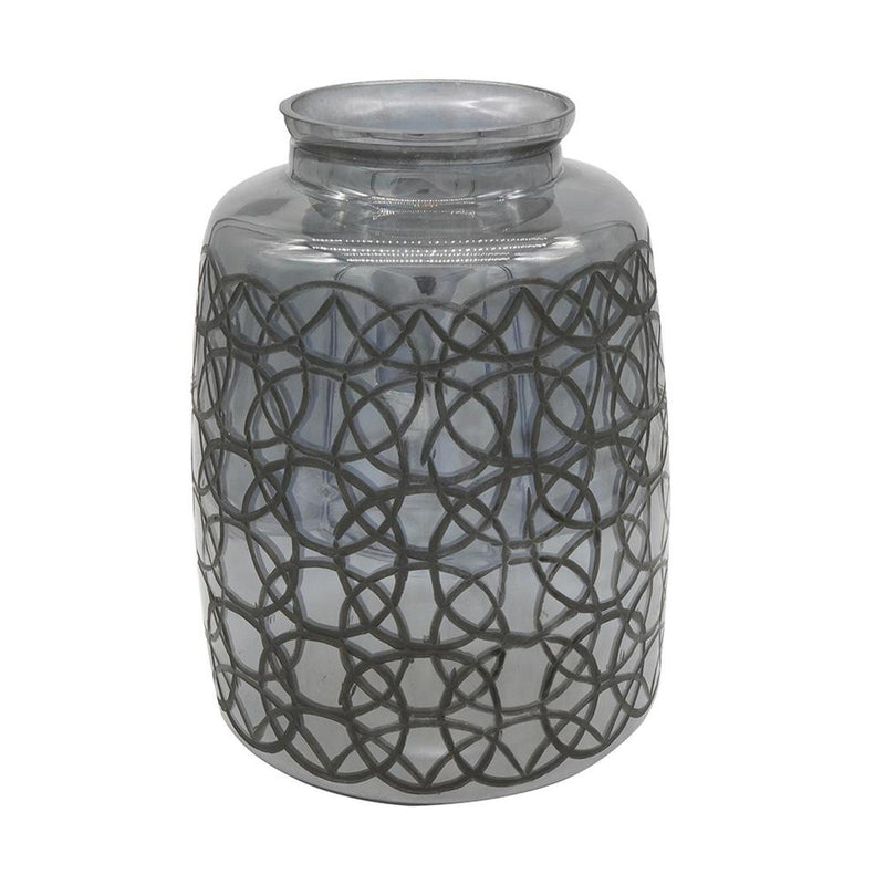 Geometric Round Table Vase - Dark Gray