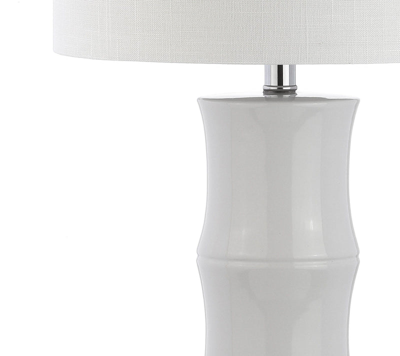 27" Table Lamp With Drum Shade - White