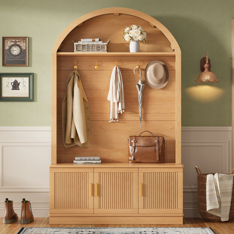 Arched Top Hall Tree With 5 Hooks