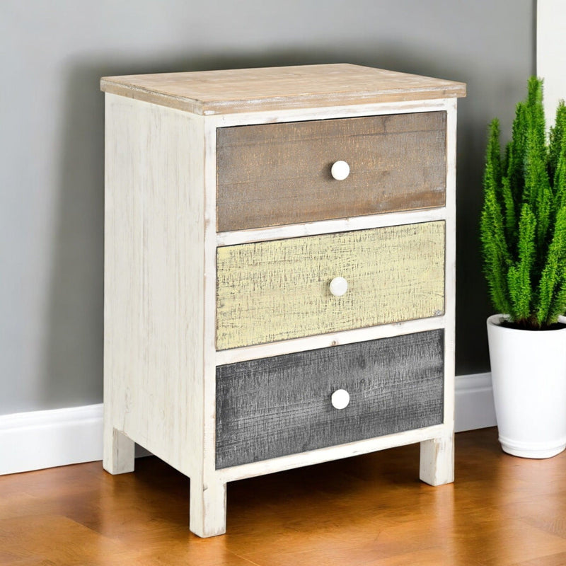 19" Distressed Accent Cabinet With Three Drawers - Gray
