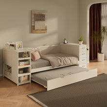 Load image into Gallery viewer, Daybed With Side Shelves, Multi Functional Desk &amp; Charging Station
