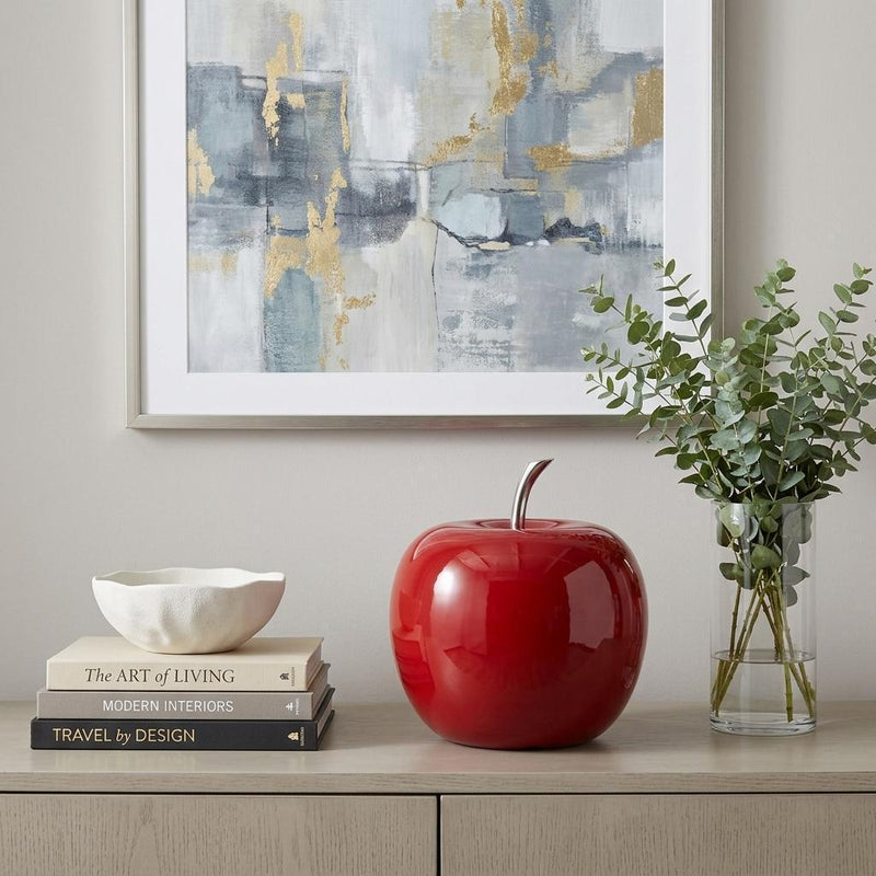 Decorative Apple Tabletop Sculpture (354656) - Red / Silver