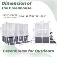 Load image into Gallery viewer, Greenhouse, Wooden Lean To Greenhouses For Outdoors, Heavy Duty Walk In Green House For Outside Winter, Large Hot House For Sunroom Storage Shed, Garden, Backyard - White / Gray

