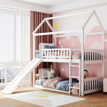 Load image into Gallery viewer, Twin Over Twin Bunk Bed with Slide, House Bed with Slide, White(OLD SKU: LT000213AAK)
