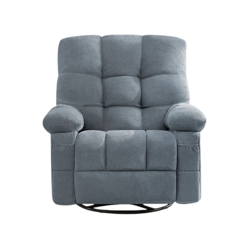 Tufted Chenille Heated Massage Swivel Rocker Recliner With USB - Blue