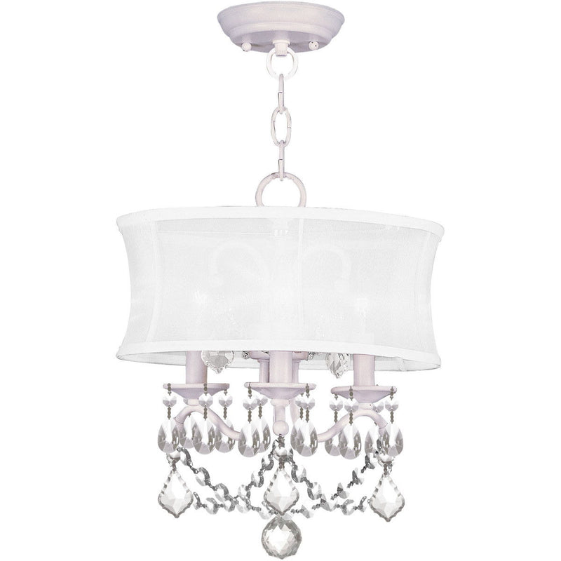 17" Three Light Dimmable Chandelier With Shades - White