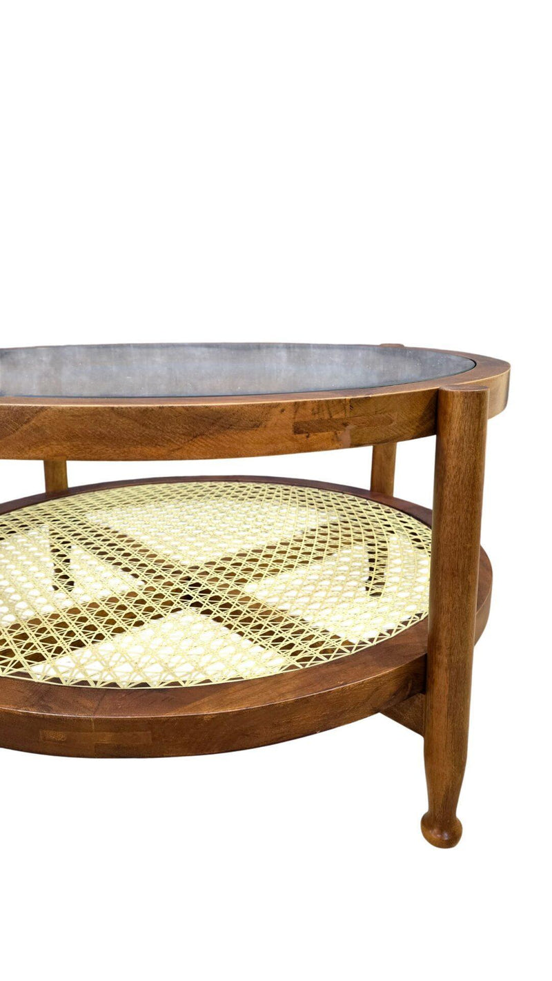 Round Coffee Table - Clear / Oak