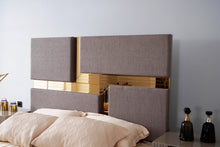 Load image into Gallery viewer, Lorenzo Gold Detailed Tufted Upholstery King Bed made with Wood in Gray
