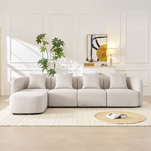 Load image into Gallery viewer, L-Shaped Modular Sectional Sofa With Ottoman, Living Room Furniture Set - Beige
